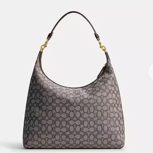 NWT Juliet Shoulder Bag 38In Signature Jacquard Tan And Maple